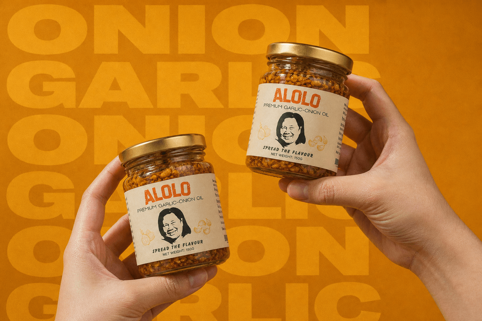 Alolo jars with typography background